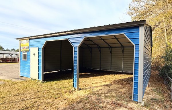 22ft x 30ft  x 9ft Carport Aiken Blue 2 Car Garage