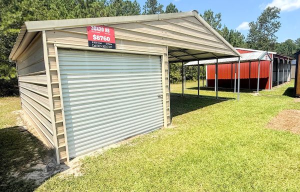 30ft x 20ft x 8ft Metal Garage w/ Carport